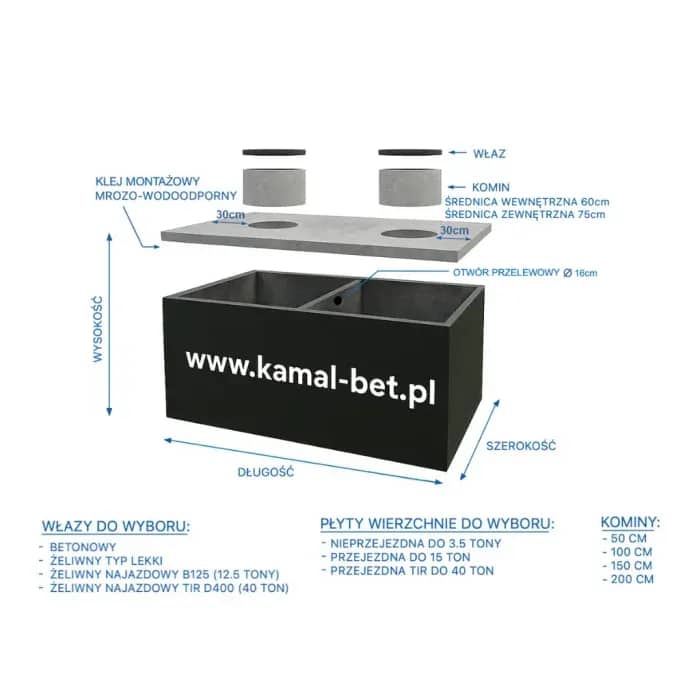 Dwukomorowe szambo 12m³ - niska (400×240×165cm) — miniatura 2