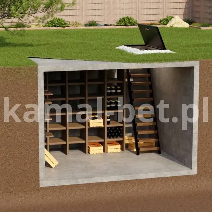 Betonowa piwnica z płaskim dachem z wejściem od góry – (300x240x212cm, 12 000 l) — miniatura 3